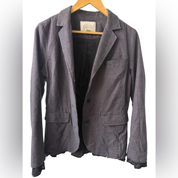 Anthropologie Gray Wool Peplum Blazers Academia w/Black Ruffled Hem Pockets, M - Picture 8 of 15